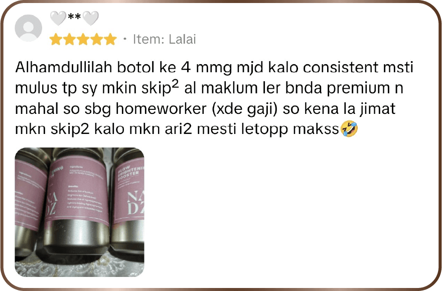 Ulasan dan gambar pelanggan selepas empat minggu penggunaan.